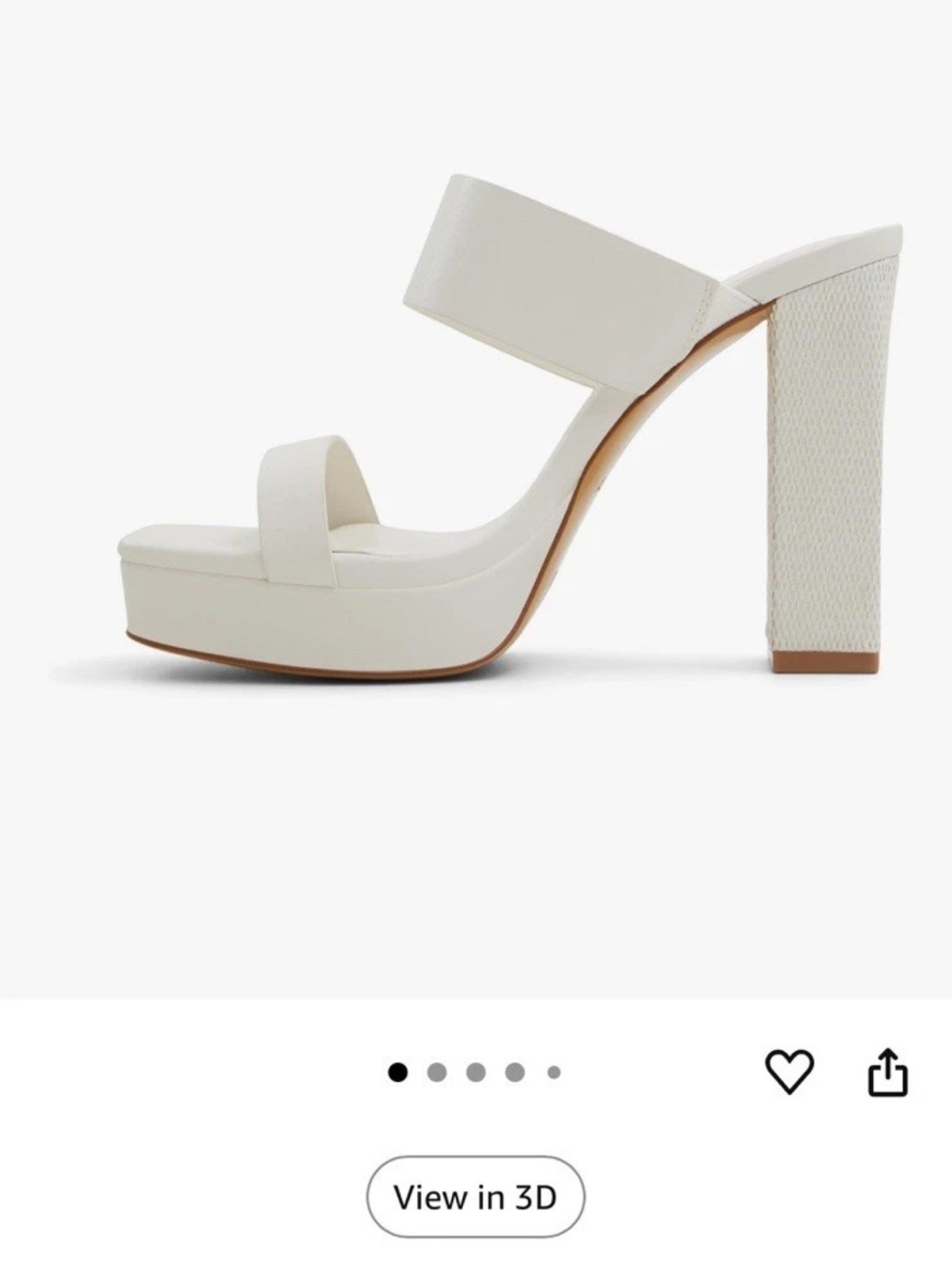 Aldo Ivory Double-Strap Platform Block Heel Sandals NEW $80 - Picture 5 of 8